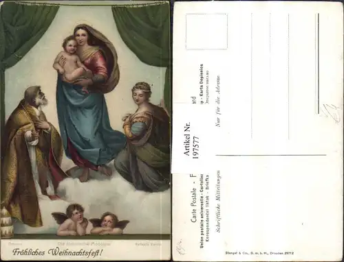 Stengel & Co 29712 Die sixtinische Madonna Maria m. Jesuskind Engel