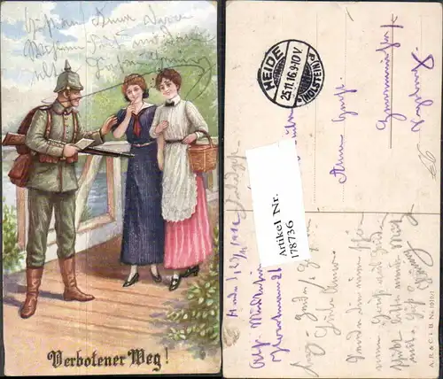 Soldatenhumor Humor Soldat Pickelhaube Frauen Brief Verbotener Weg Gewehr