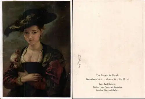 Künstler Ak Peter Paul Rubens Bildnis einer Dame m. Federhut Barock