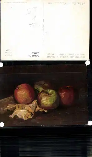 Künstler Ak Achille Funi Natura morta 1944 Obst Äpfel Stillleben Essen