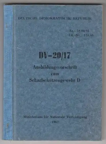 DV-20/17 Ausbildungsvorschrift zum Scharfschützengewehr D.