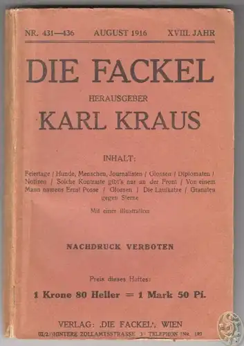 DIE FACKEL. Hrsg. Karl Kraus. 0091-05