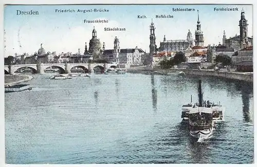 Dresden. Friedrich August-Brücke. Frauenkirche.... 1900 1956-11