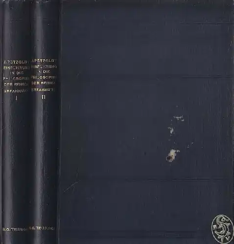 PETZOLDT, Einführung in die Philosophie der... 1900