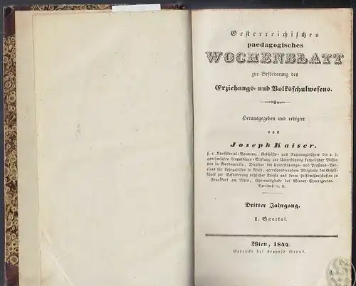 KAISER, Oesterreichisches paedagogisches... 1844