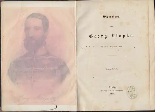 KLAPKA, Memoiren. April bis Oktober 1849. 1850