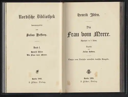 IBSEN, Die Frau vom Meere. Schauspiel in 5... 1889