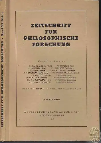 SCHISCHKOFF, Zeitschrift für philosophische... 1951