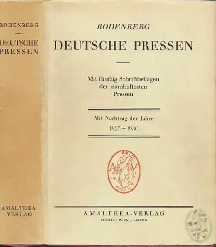 RODENBERG, Deutsche Pressen. Eine Bibliographie. 1925