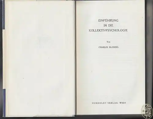 BLONDEL, Einführung in die Kollektivpsychologie. 1948