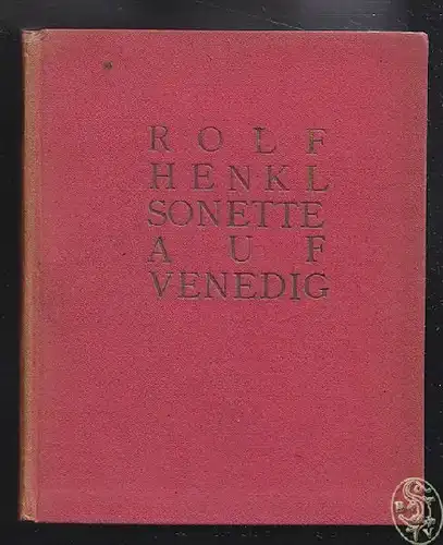 HENKL, Neun Sonette auf Venedig. 1919