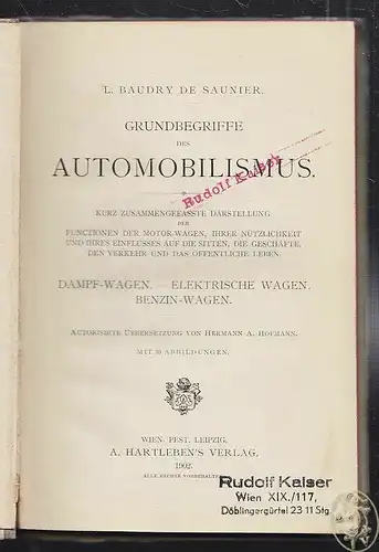 BAUDRY DE SAUNIER, Grundbegriffe des... 1902