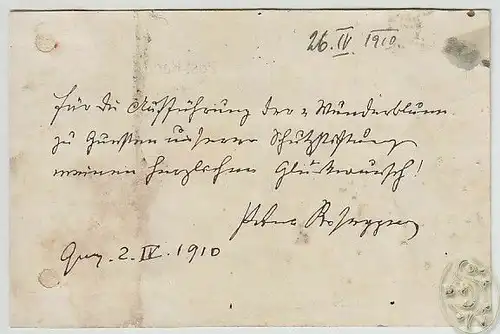 Eh. Postkarte m. Sign. ROSEGGER, Peter, Schriftsteller (1843-1918).