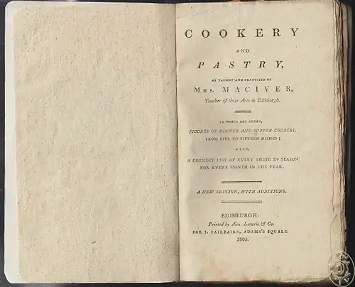 Cookery and pastry. To which are added, figures of dinner and supper courses, fr