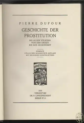 Geschichte der Prostitution. DUFOUR (F. S.) Pierre.