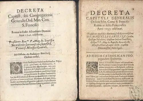 Decreta Capituli Generalis. Ordinis Min. Conu. S. Francisci. Romae in festo Pent