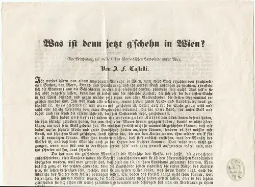 Was ist denn jetzt g`schehn in Wien? Eine Mittheilung für meine lieben österreic