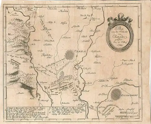 Plan von der Schlacht von Chotusitz geliefert den 17. Mai 1742.