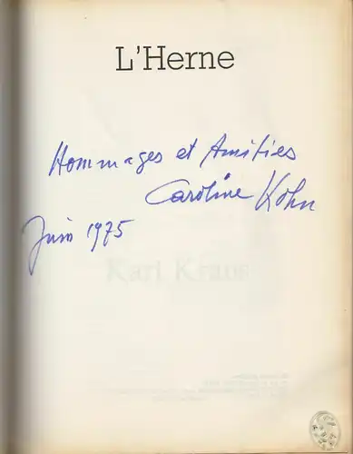 Karl Kraus. KAUFHOLZ, Eliane.