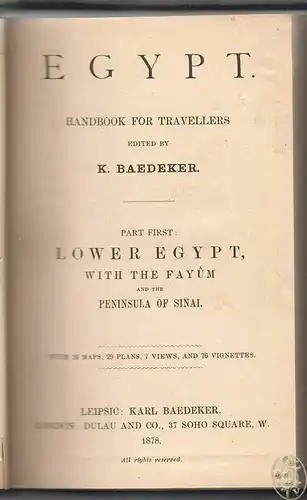 Egypt. Handbook for Travellers. Part first: Lower Egypt, with the Fayum and the 