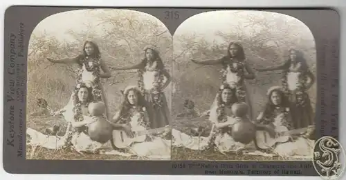 Native Hula-Girls in Characteristic Attire near Honolulu, Territory of Hawaii.