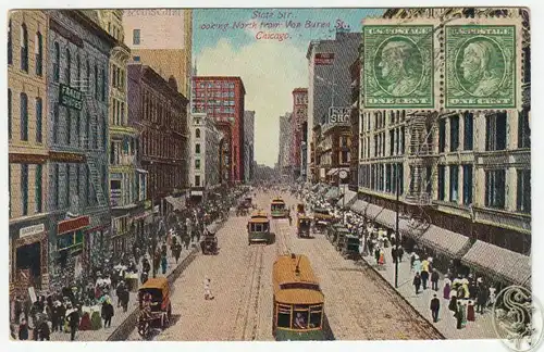 State St., Looking North from Van Buren St. Chicago