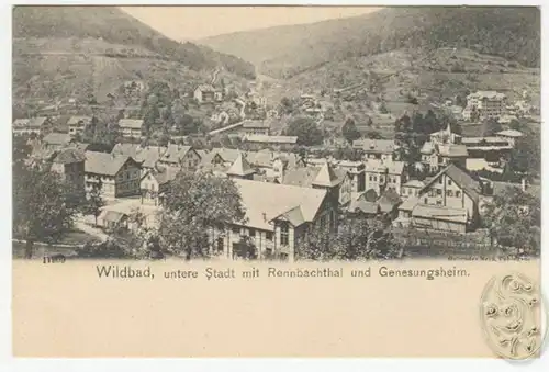 Wildbach, untere Stadt mit Rennbachthal und Genesungsheim.