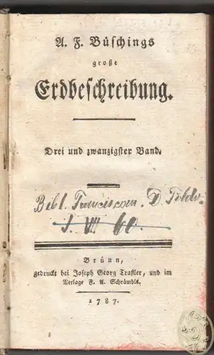 Große Erdbeschreibung. Asia. BÜSCHING, A(nton) F(riedrich).