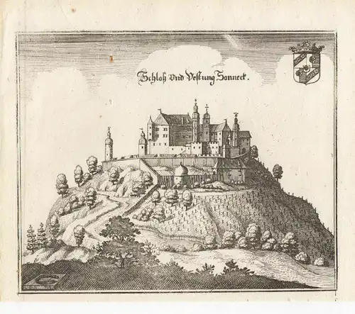 Schloss Und Vestung Sonneck [Schloss Sonnegg]. MERIAN, Matthaeus