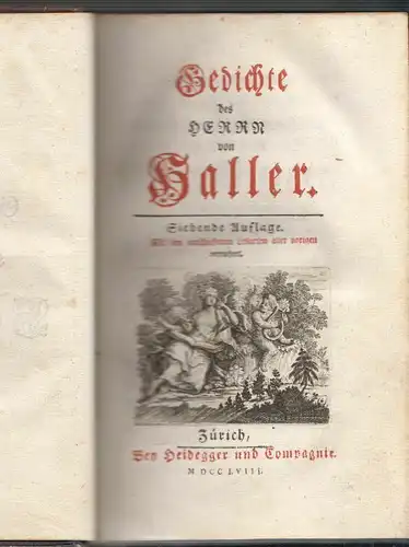 Gedichte des Herrn von Haller. HALLER, [Albrecht v.].