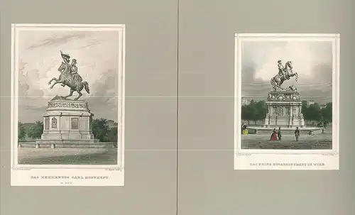 Das Prinz Eugenmonument in Wien. / Das Erzherzog Carl Monument in Wien.
