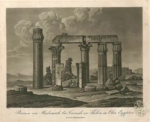 Ruinen von Madamuth bei Carnak zu Theben in Ober Egypten.