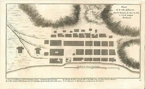 Plan de la Ville de Paita dans le Roiaume de Santa Fé, à 5. 12` de Latitude Meri