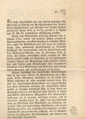 Verschleißrecht der israelitischen Handelsleute auf Märkten des flachen Landes.