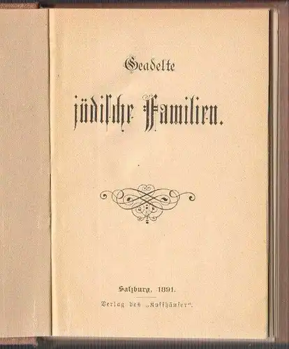 Geadelte jüdische Familien. 1891