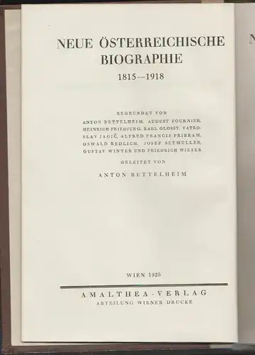 Neue österreichische Biographie ab 1815-1918.