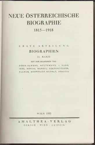 Neue österreichische Biographie ab 1815-1918.