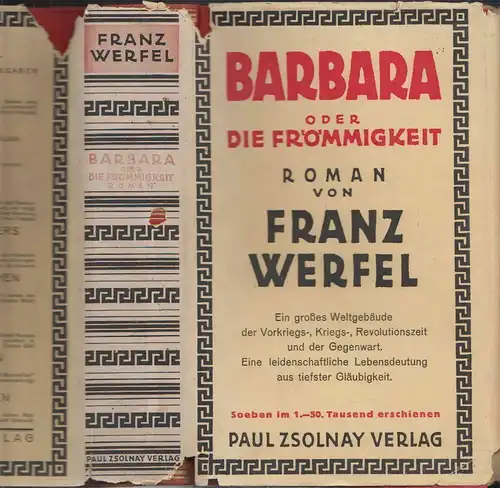 WERFEL, Barbara oder die Frömmigkeit. 1929