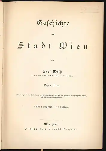 Geschichte der Stadt Wien. WEISS, Karl. 1356-19
