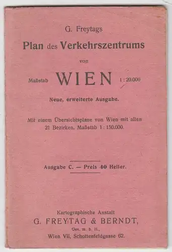 G. Freytags Plan des Verkehrszentrums von Wien. Mit einem Übersichtsplane von Wi