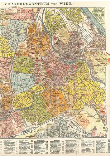 G. Freytags Plan des Verkehrszentrums von Wien. Mit einem Übersichtsplane von Wi
