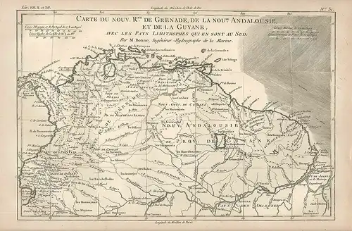 Carte du Nouv. Rme. de Grenade, de la Nou.le Andalousie, et de Guyane, avec les