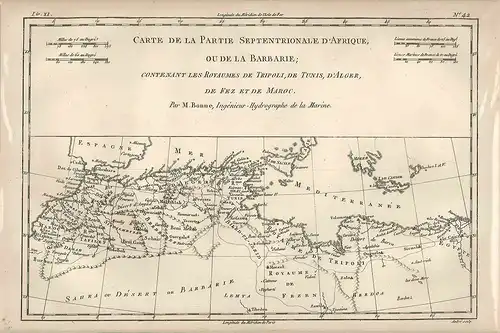 Carte de la Partie Septentrionale d`Afrique, ou de la Barbarie; contenant les Ro