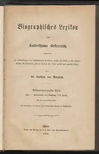 Biographisches Lexikon des Kaiserthums Oesterreich, enthaltend die Leben 2000-19