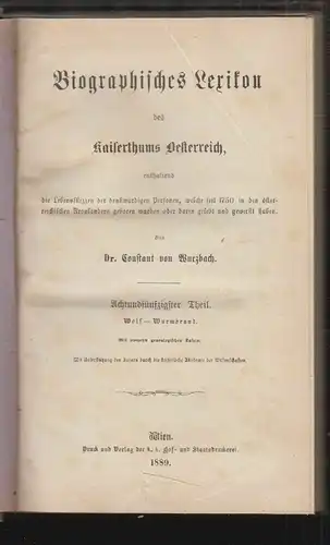 Biographisches Lexikon des Kaiserthums Oesterreich, enthaltend die Leben 2013-19