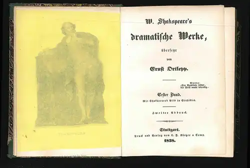 W. Shakespeare`s dramatische Werke übersetzt von Ernst Ortlepp. SHAKESPEARE, W[i