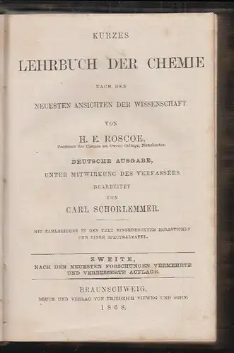 Kurzes Lehrbuch der Chemie nach den neuesten Ansichten der Wissenschaft. Deutsch