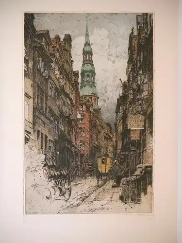 [Hamburger Altstadt mit Katharinenkirche]. KASIMIR, Luigi. Graphiker (1881-1962)