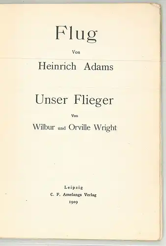 Flug. ADAMS, Heinrich.