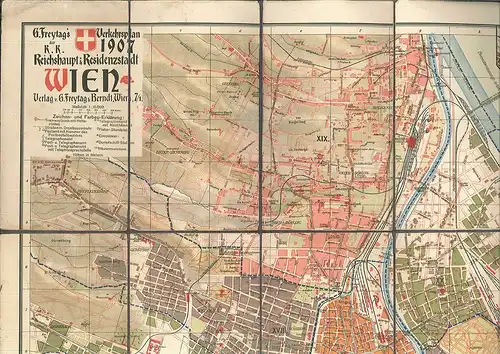 G. Freytags Verkehrsplan 1907 der Reichshaupt- & Resiodenzstadt Wien. Maßstab 1: